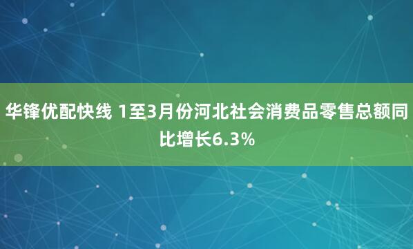 华锋优配快线 1至3月份河北社会消费品零售总额同比增长6.3%